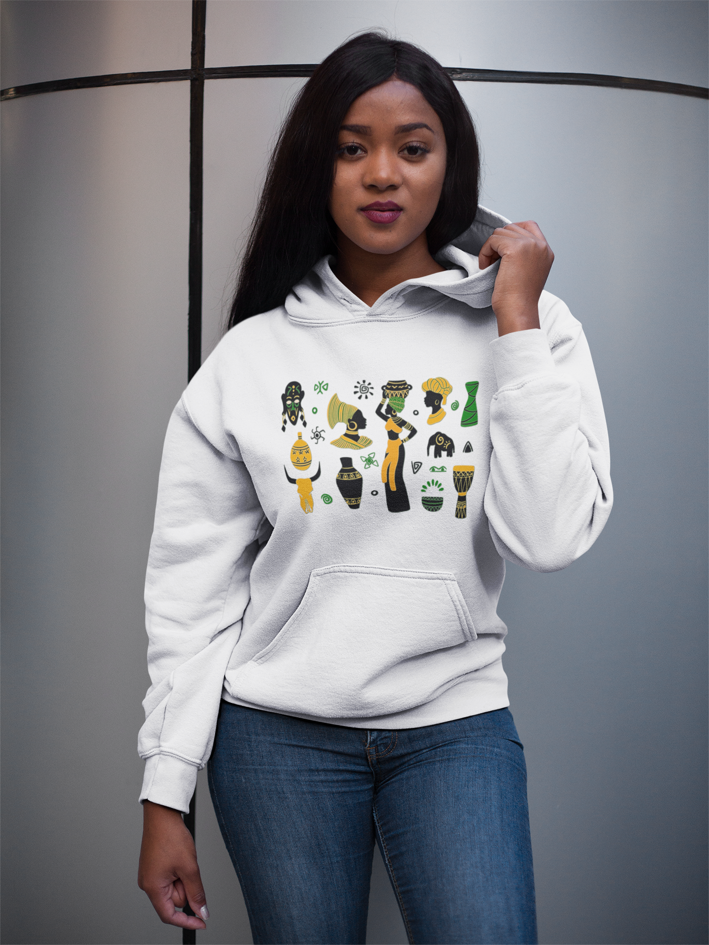 Unisex Hooded Sweatshirt - African Montage