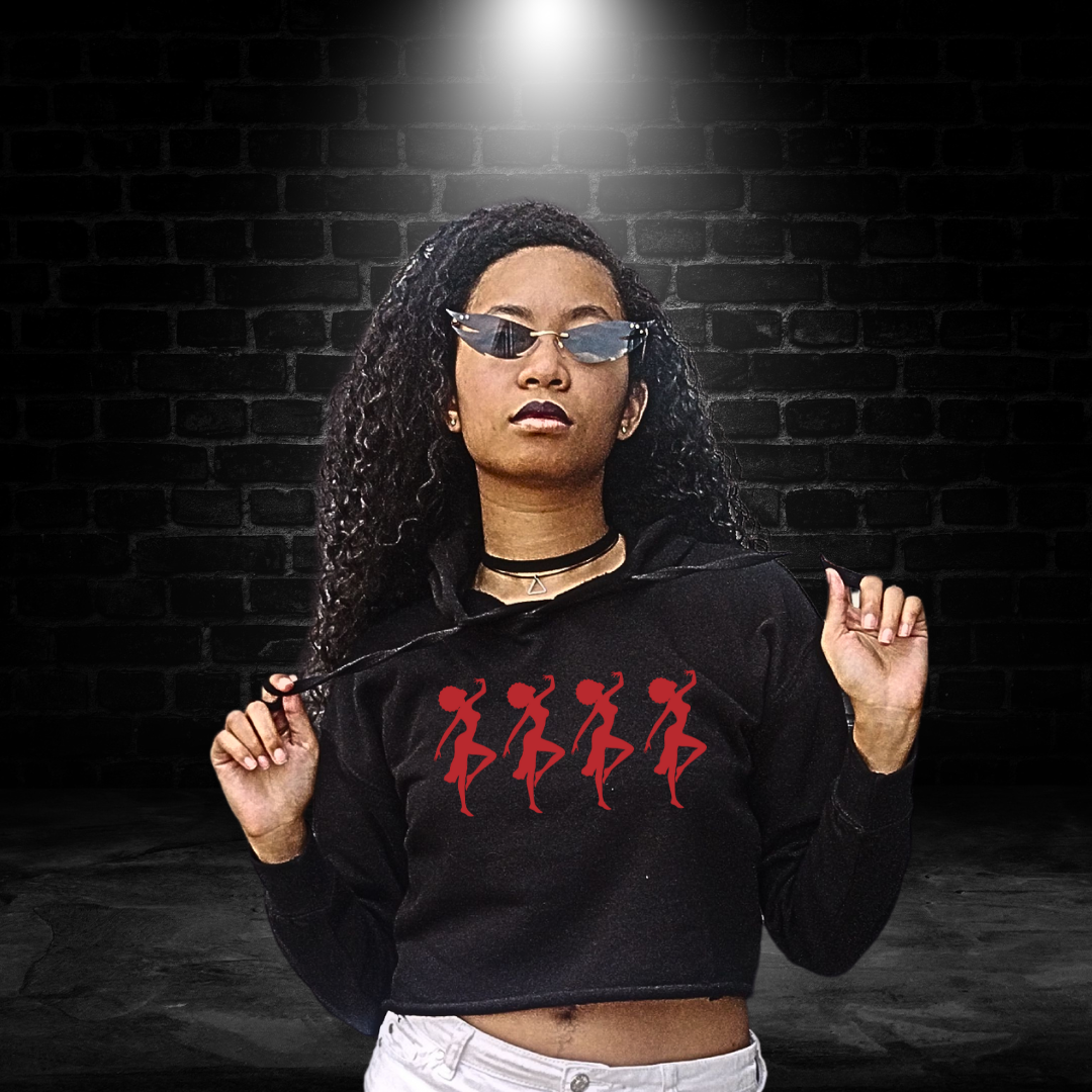 Cropped Hooded Sweatshirt - African Dance