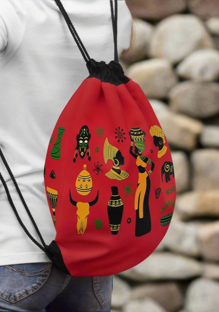 Drawstring Bag - African Montage