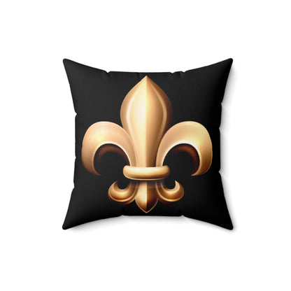 Faux Suede Square Pillow - Fleur De Lis