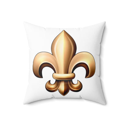 Faux Suede Square Pillow - Fleur De Lis