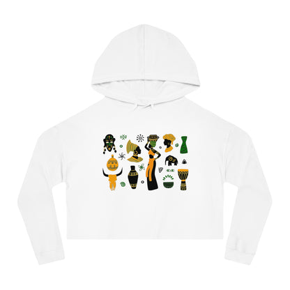 Cropped Hooded Sweatshirt - African Montage