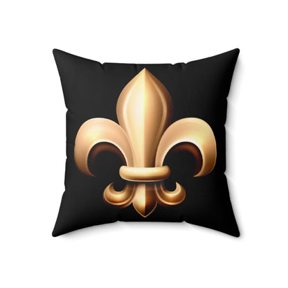 Faux Suede Square Pillow - Fleur De Lis