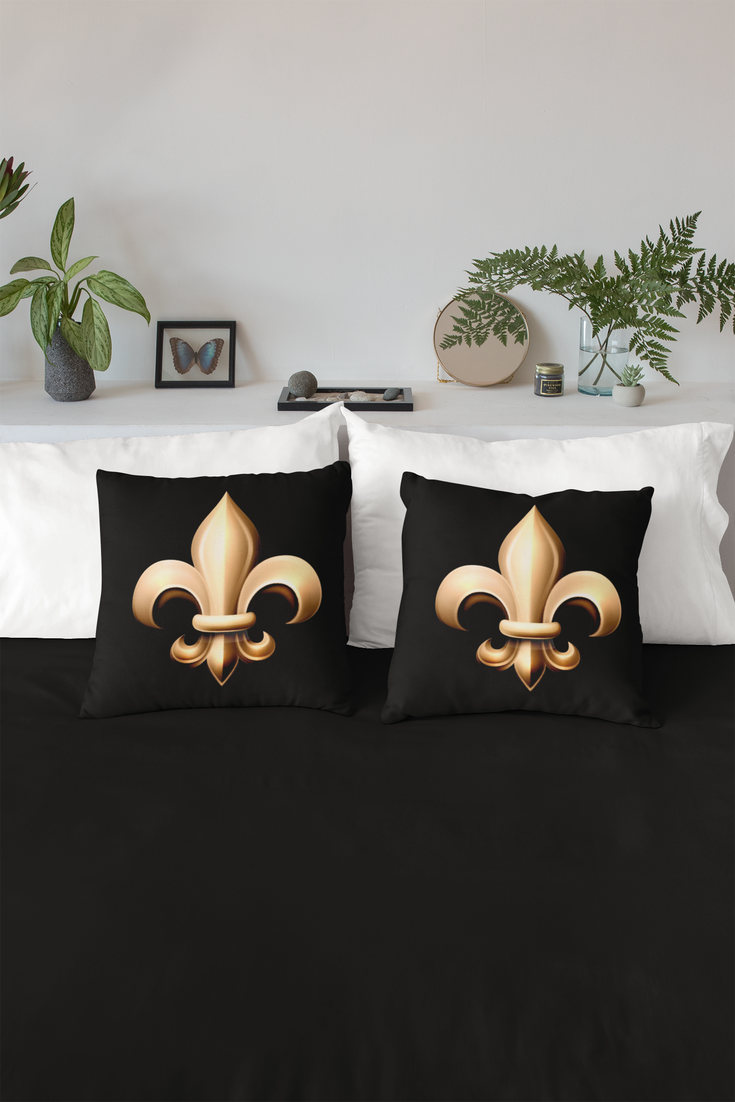 Faux Suede Square Pillow - Fleur De Lis