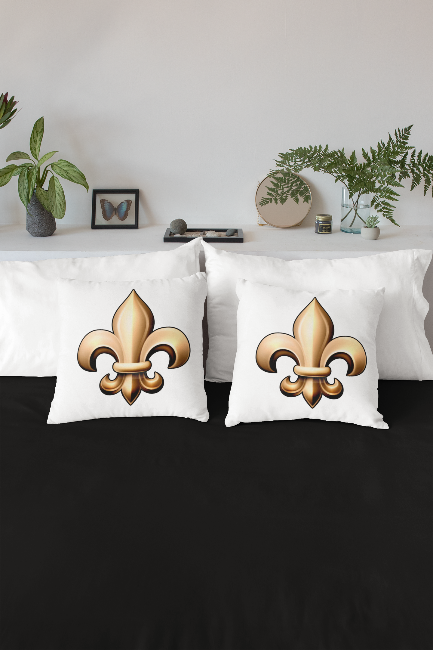 Faux Suede Square Pillow - Fleur De Lis