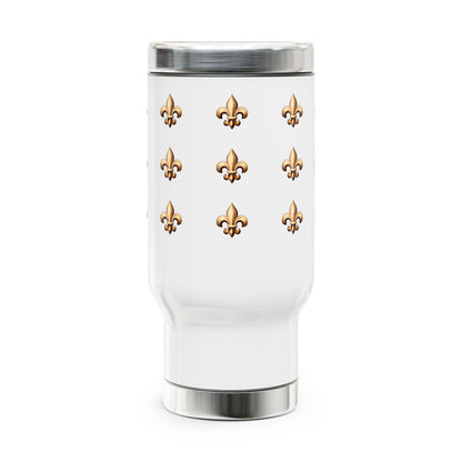 Stainless Steel Travel Mug with Handle - Fleur De Lis