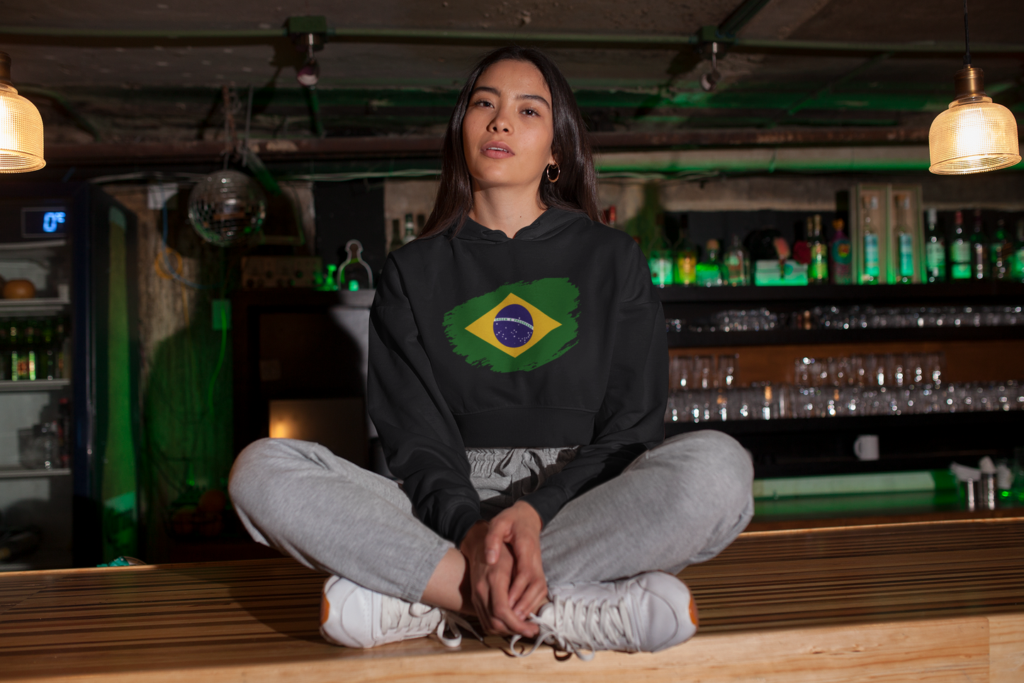 Cropped Hooded Sweatshirt - Brazil