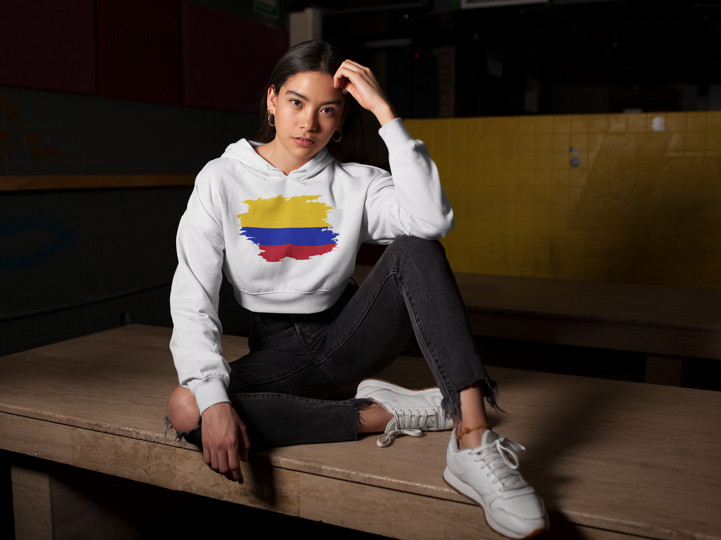 Cropped Hooded Sweatshirt - Colombia