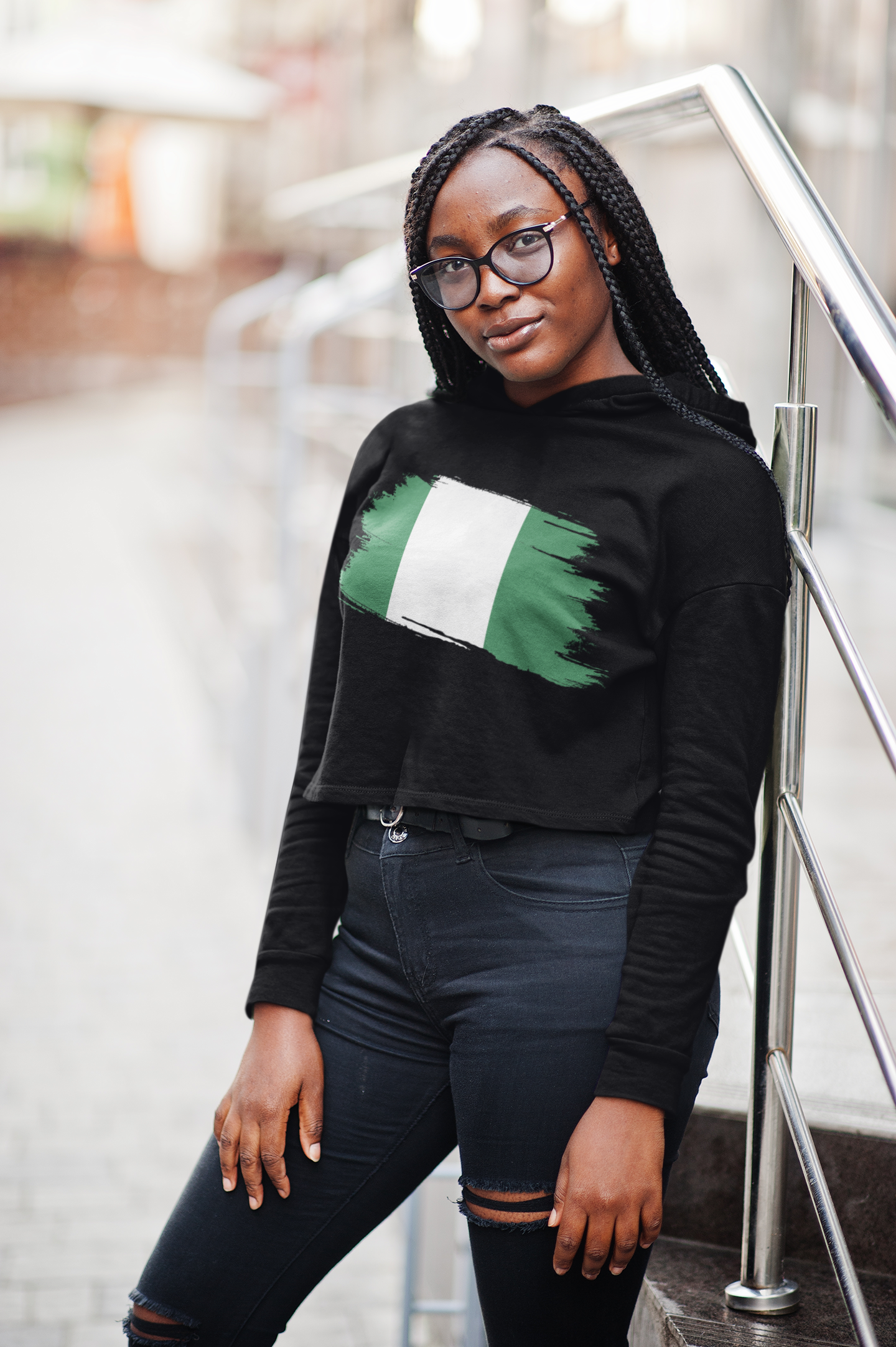 Cropped Hooded Sweatshirt - Nigeria