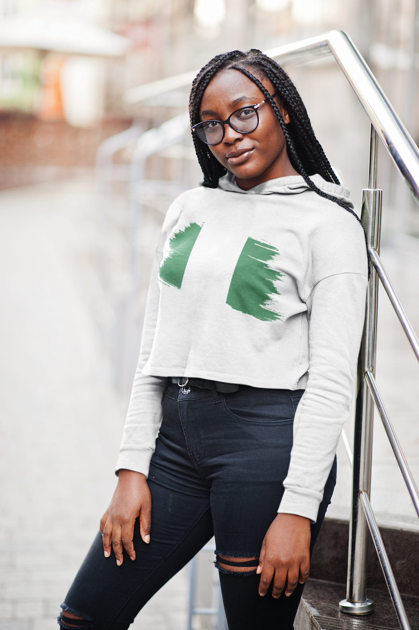 Cropped Hooded Sweatshirt - Nigeria