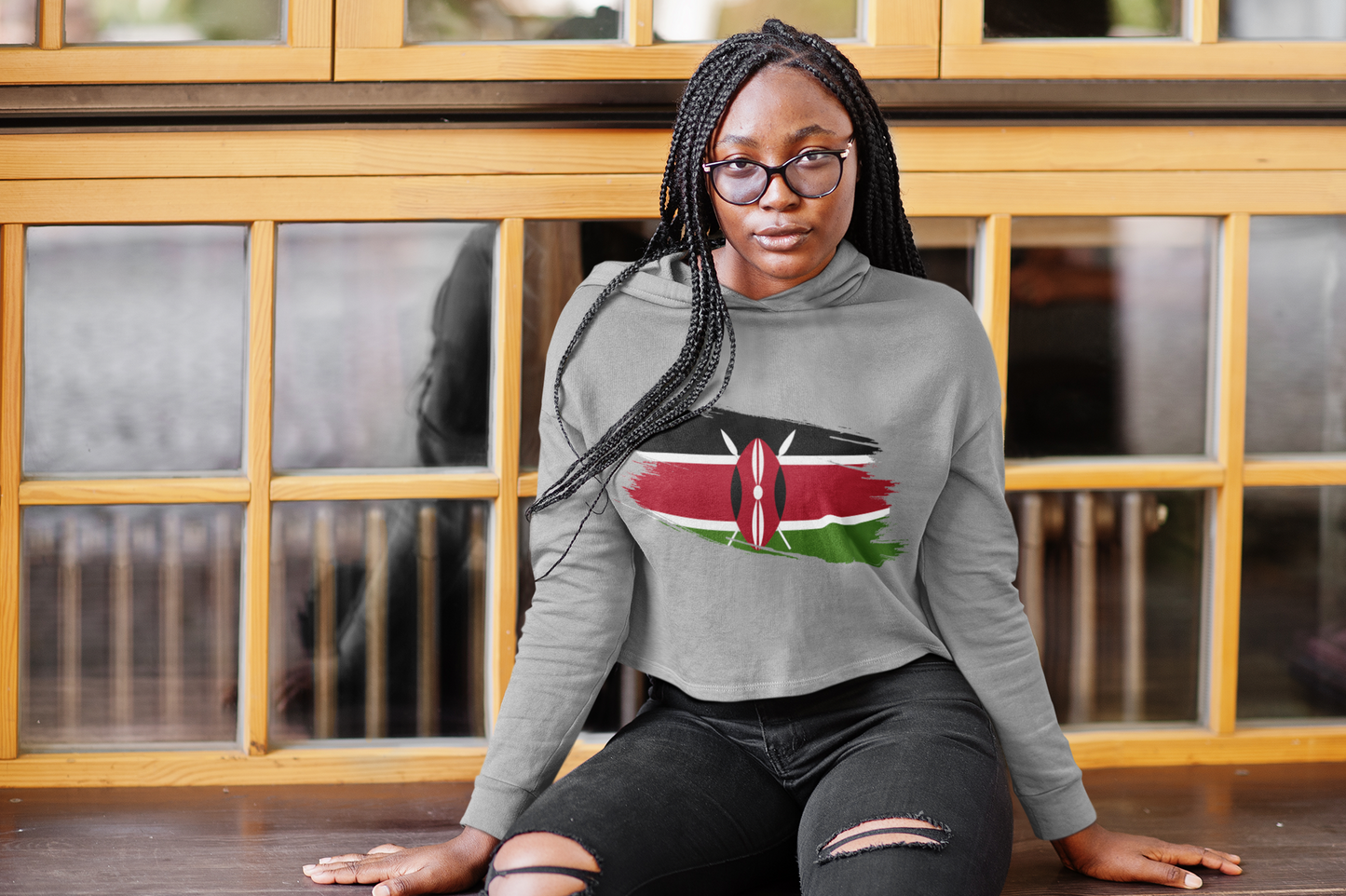 Cropped Hooded Sweatshirt - Kenya