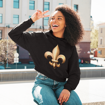 Cropped Hooded Sweatshirt - Fleur De Lis