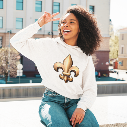 Cropped Hooded Sweatshirt - Fleur De Lis