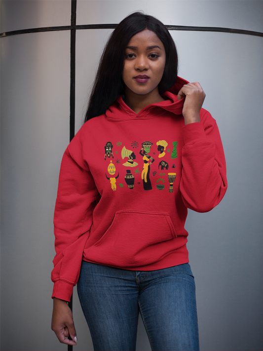 Unisex Hooded Sweatshirt - African Montage