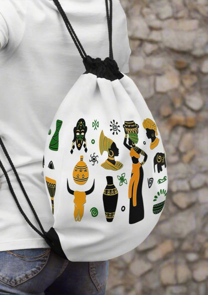 Drawstring Bag - African Montage