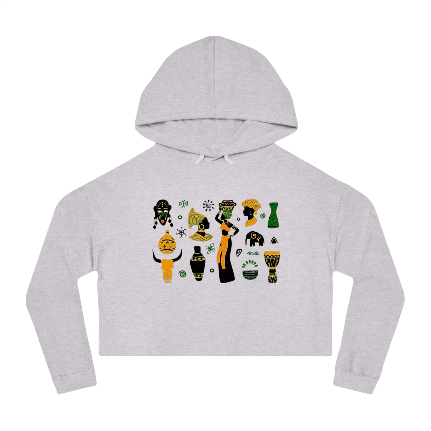 Cropped Hooded Sweatshirt - African Montage
