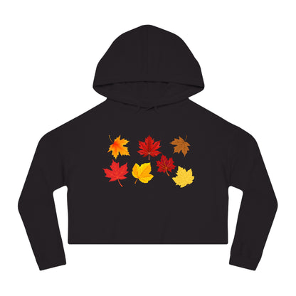 Cropped Hooded Sweatshirt - Fall Leaves