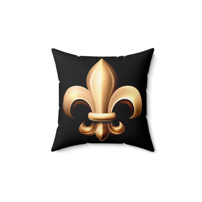 Faux Suede Square Pillow - Fleur De Lis