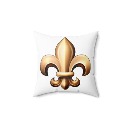 Faux Suede Square Pillow - Fleur De Lis