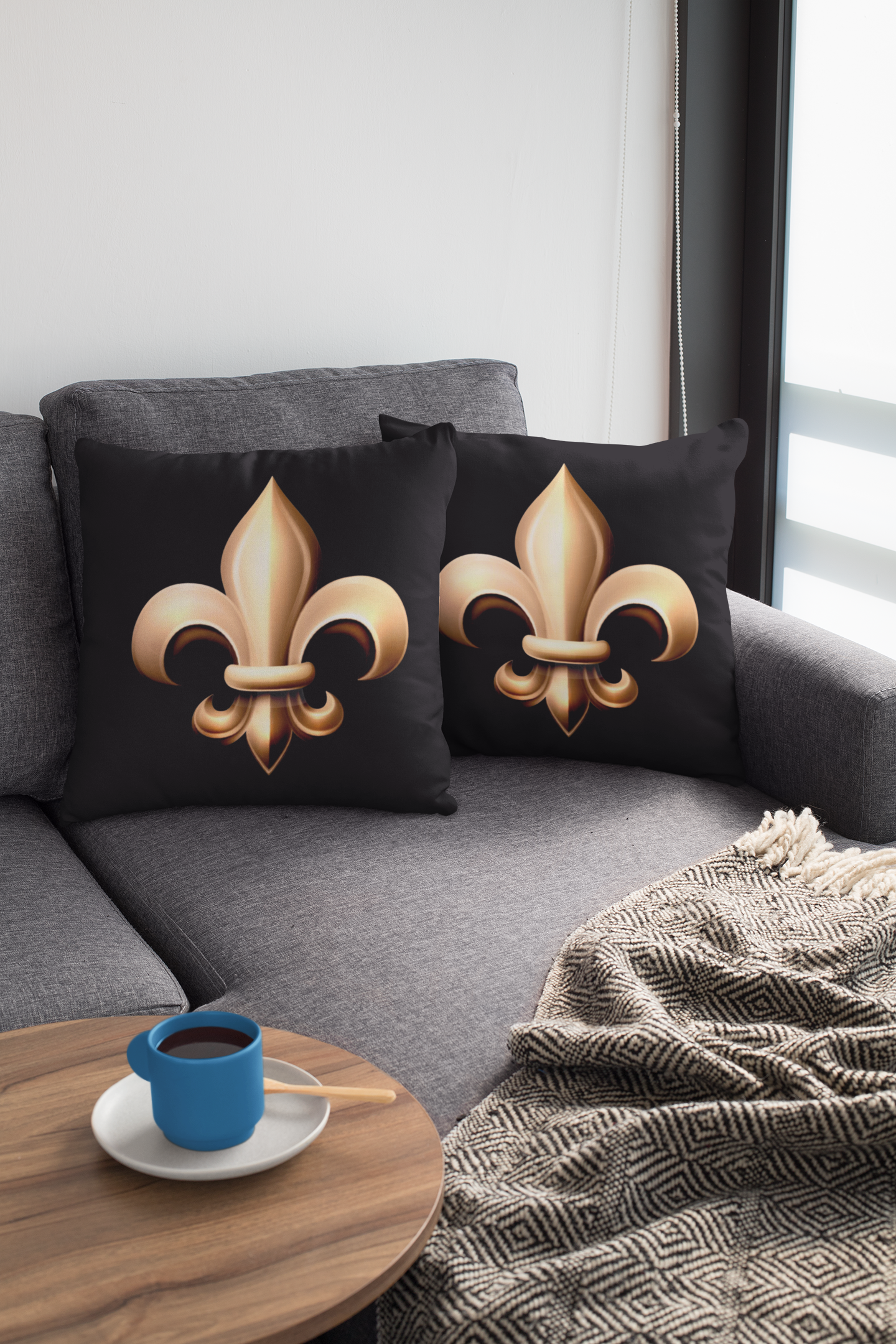 Faux Suede Square Pillow - Fleur De Lis