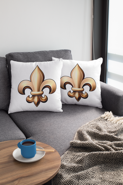 Faux Suede Square Pillow - Fleur De Lis