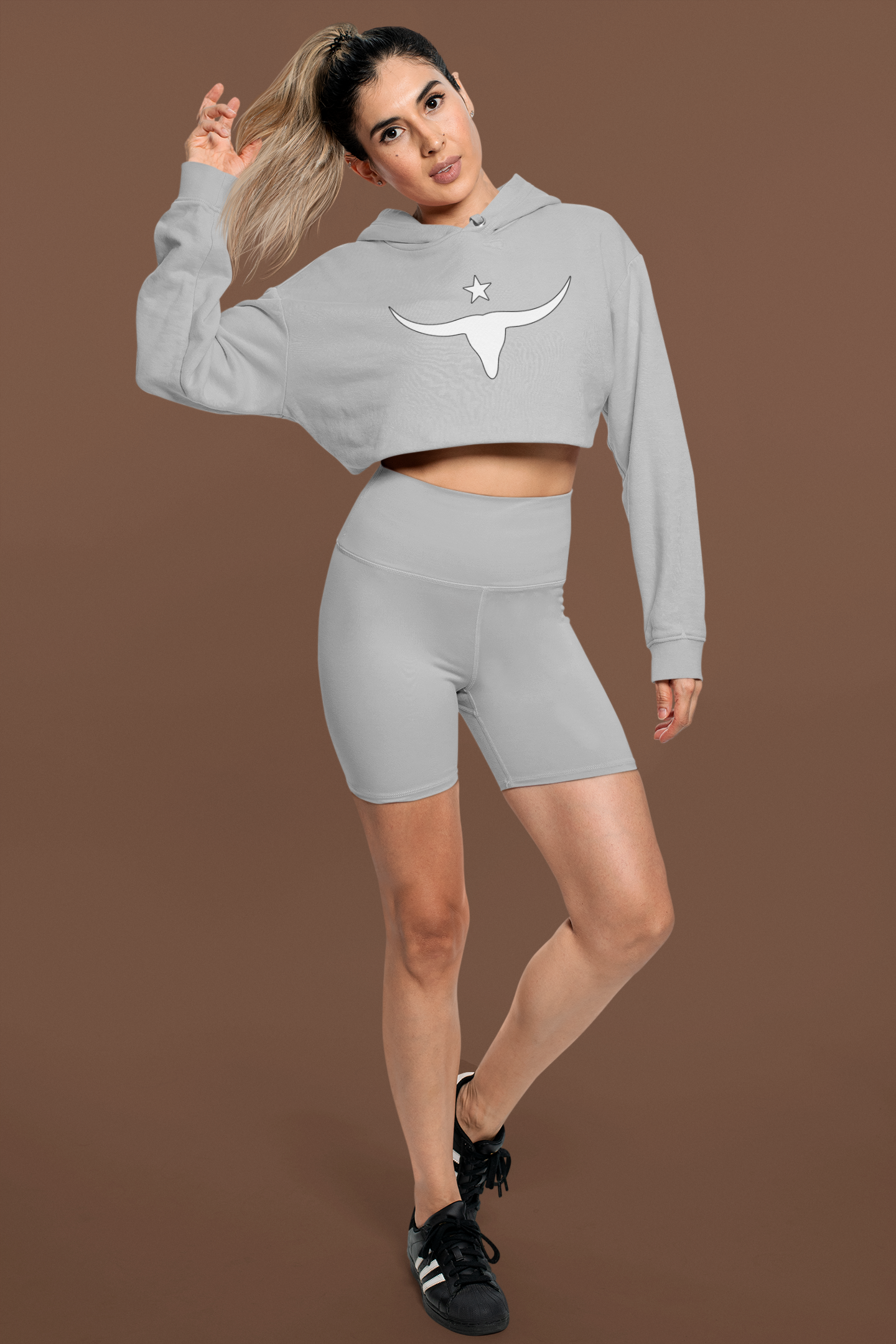 Cropped Hooded Sweatshirt - Long Horn