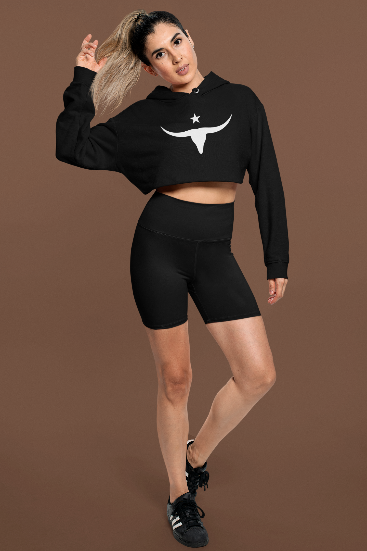 Cropped Hooded Sweatshirt - Long Horn