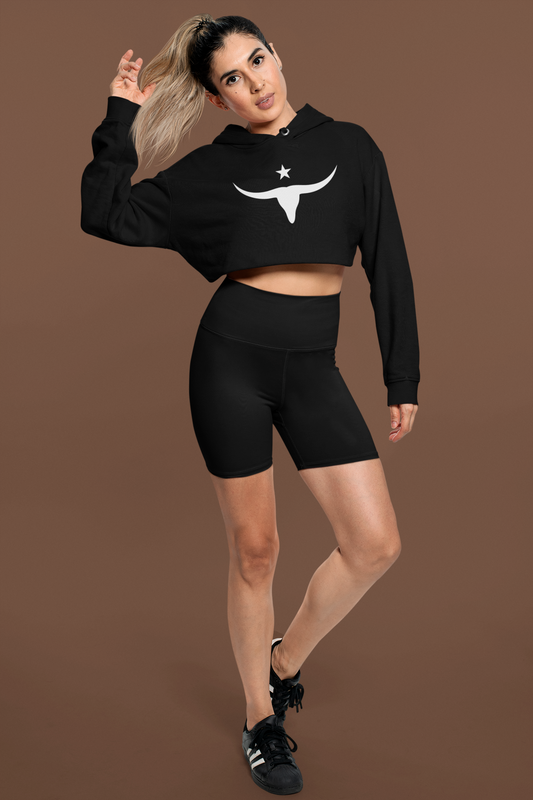 Cropped Hooded Sweatshirt - Long Horn