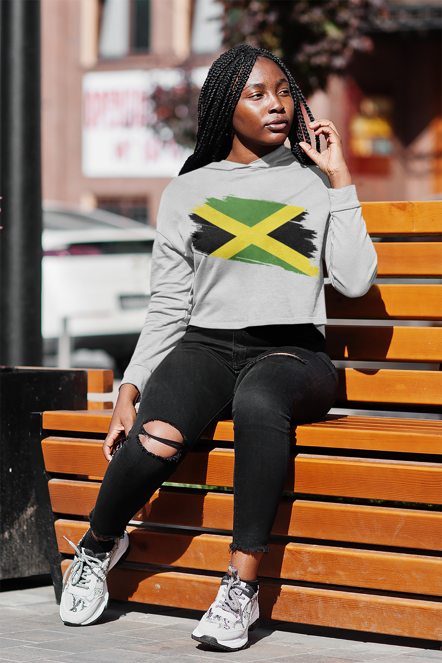 Cropped Hooded Sweatshirt - Jamaica
