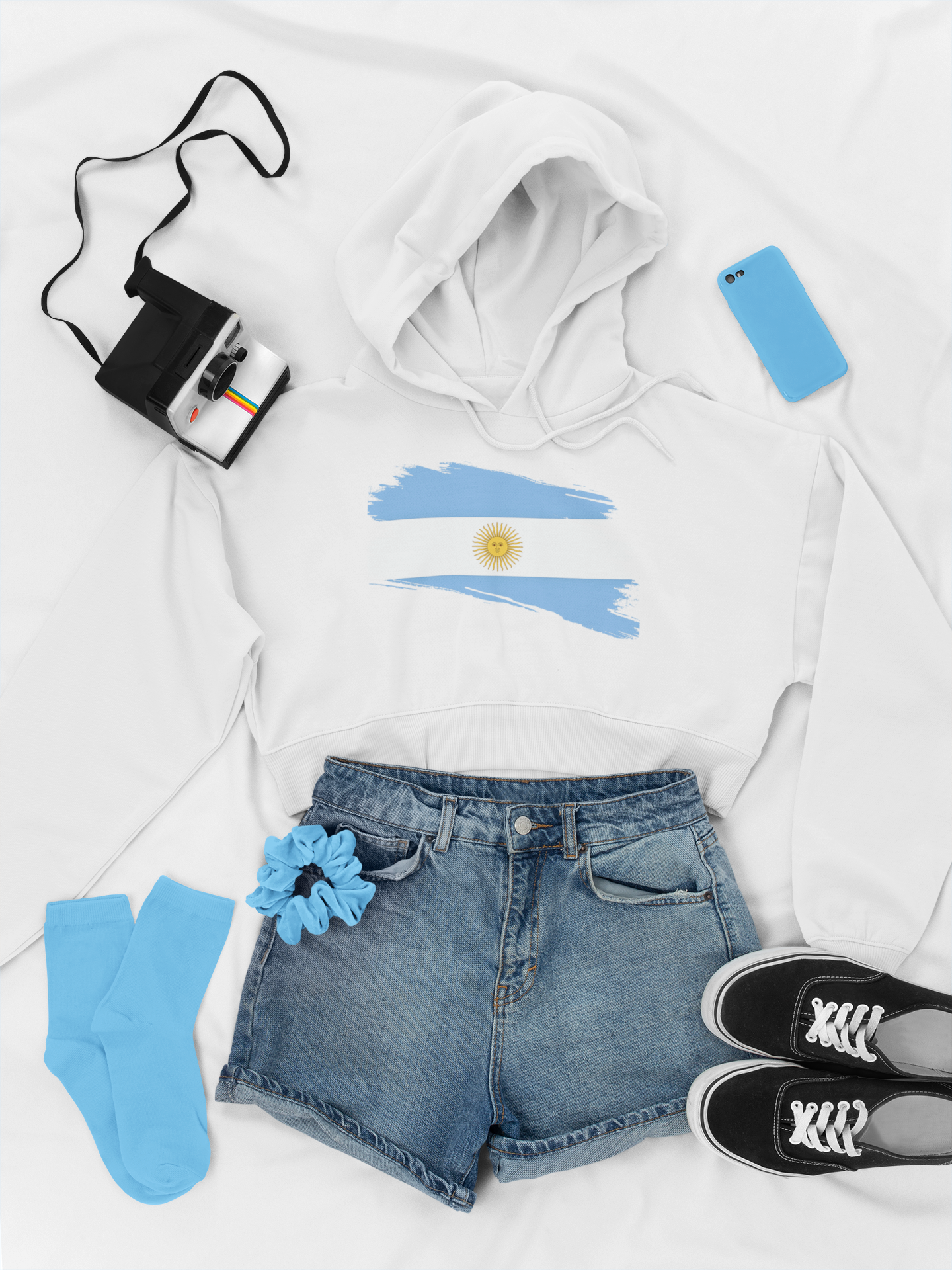 Cropped Hooded Sweatshirt - Argentina