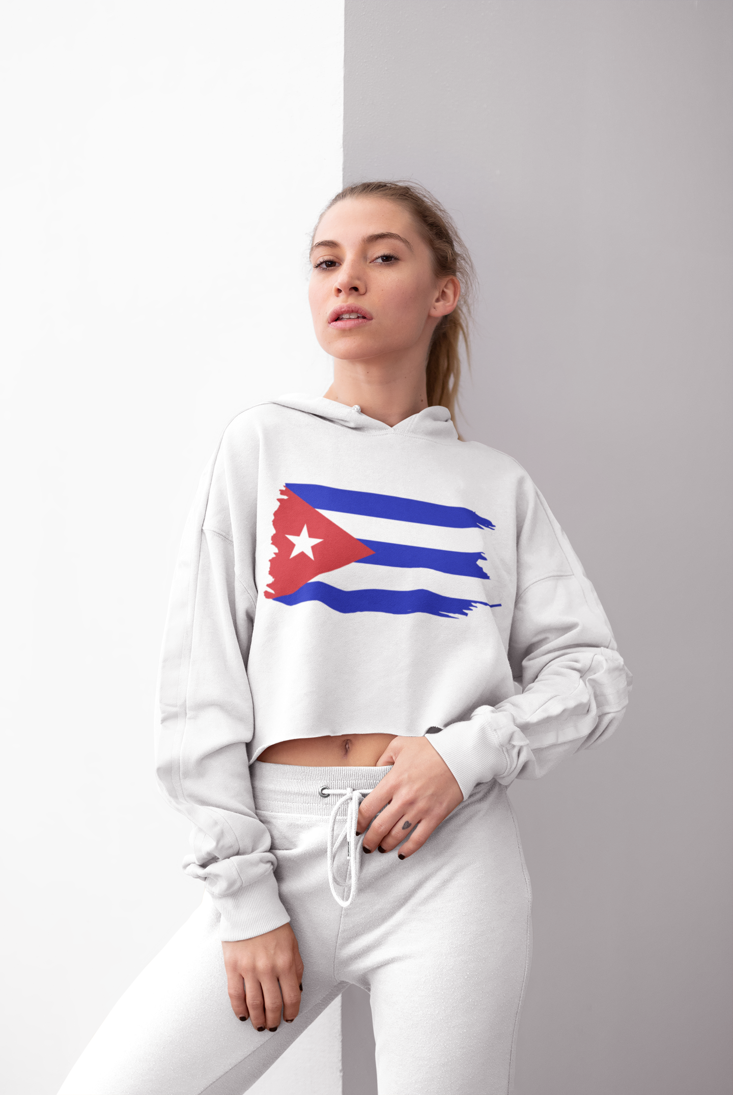 Cropped Hooded Sweatshirt - Cuba