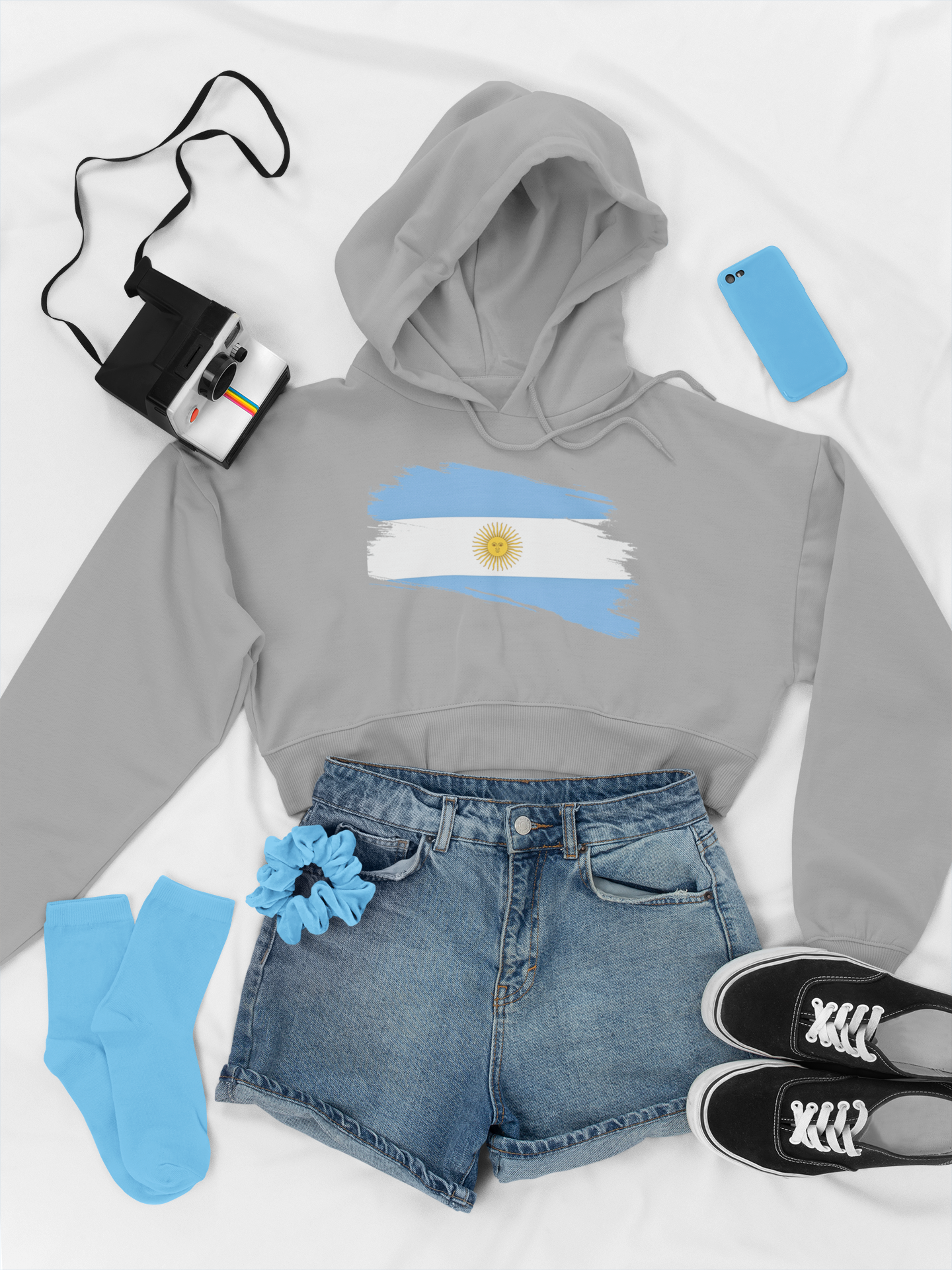Cropped Hooded Sweatshirt - Argentina