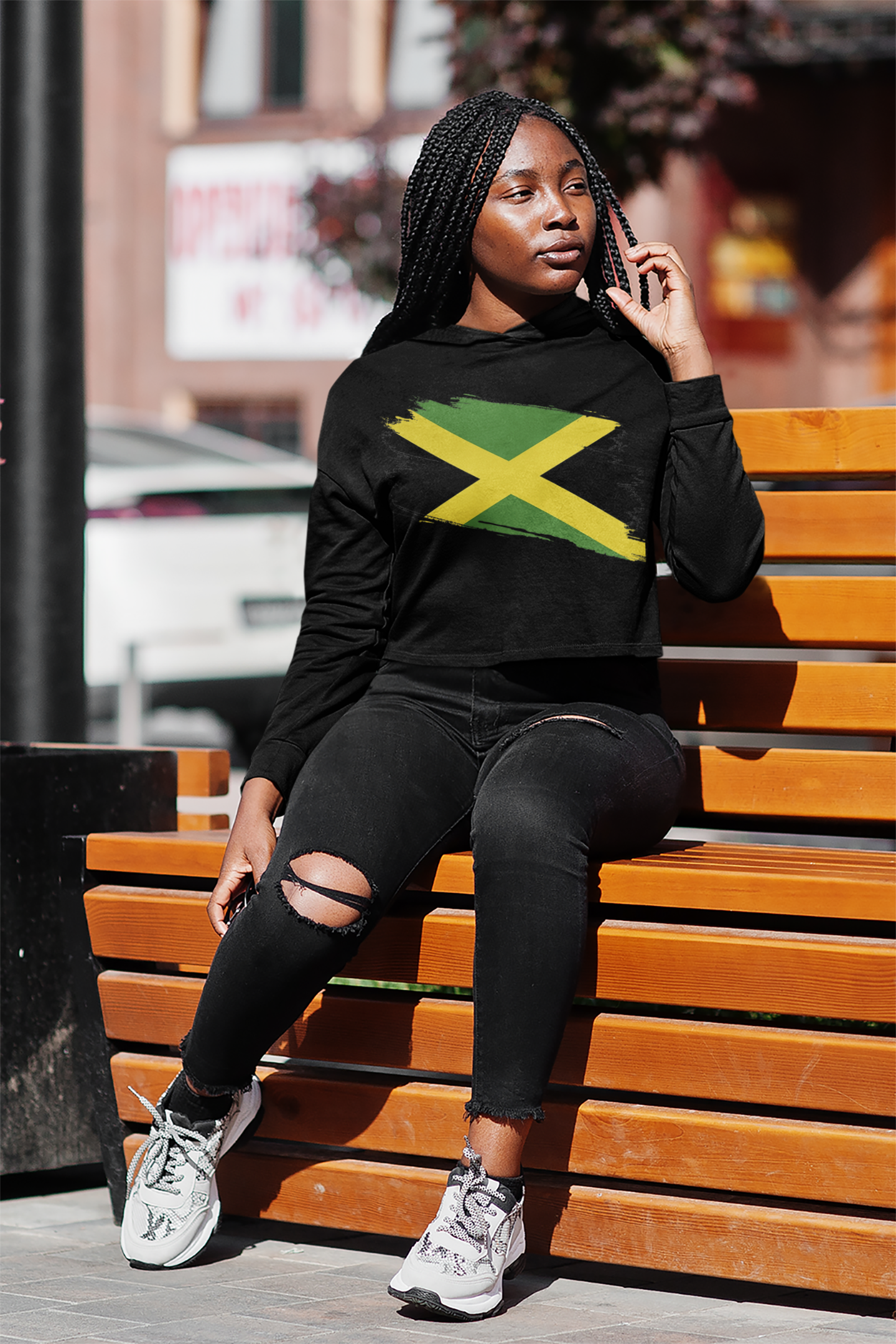 Cropped Hooded Sweatshirt - Jamaica