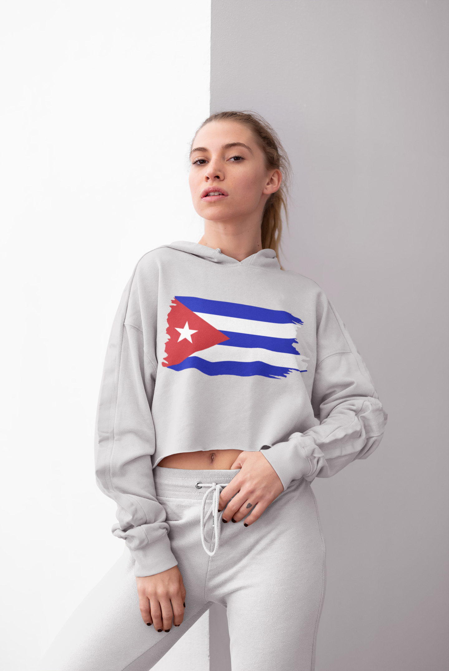 Cropped Hooded Sweatshirt - Cuba