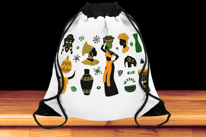 Drawstring Bag - African Montage